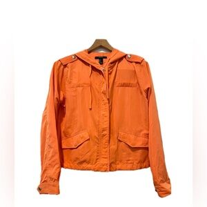 Forever 21 orange jacket light weight utility zip up jacket with buttons size S